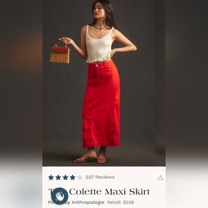Anthropologie Fiery Red Maxi Skirt